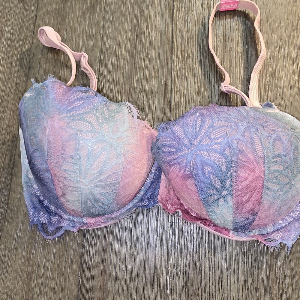 Victoria secret sz. 34DD pink/colorful push up bra nwt